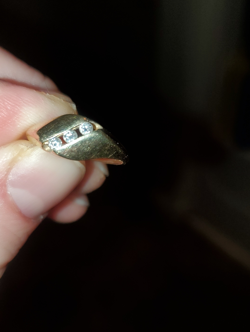 Gold-Tone Women's Ring with Three Stones